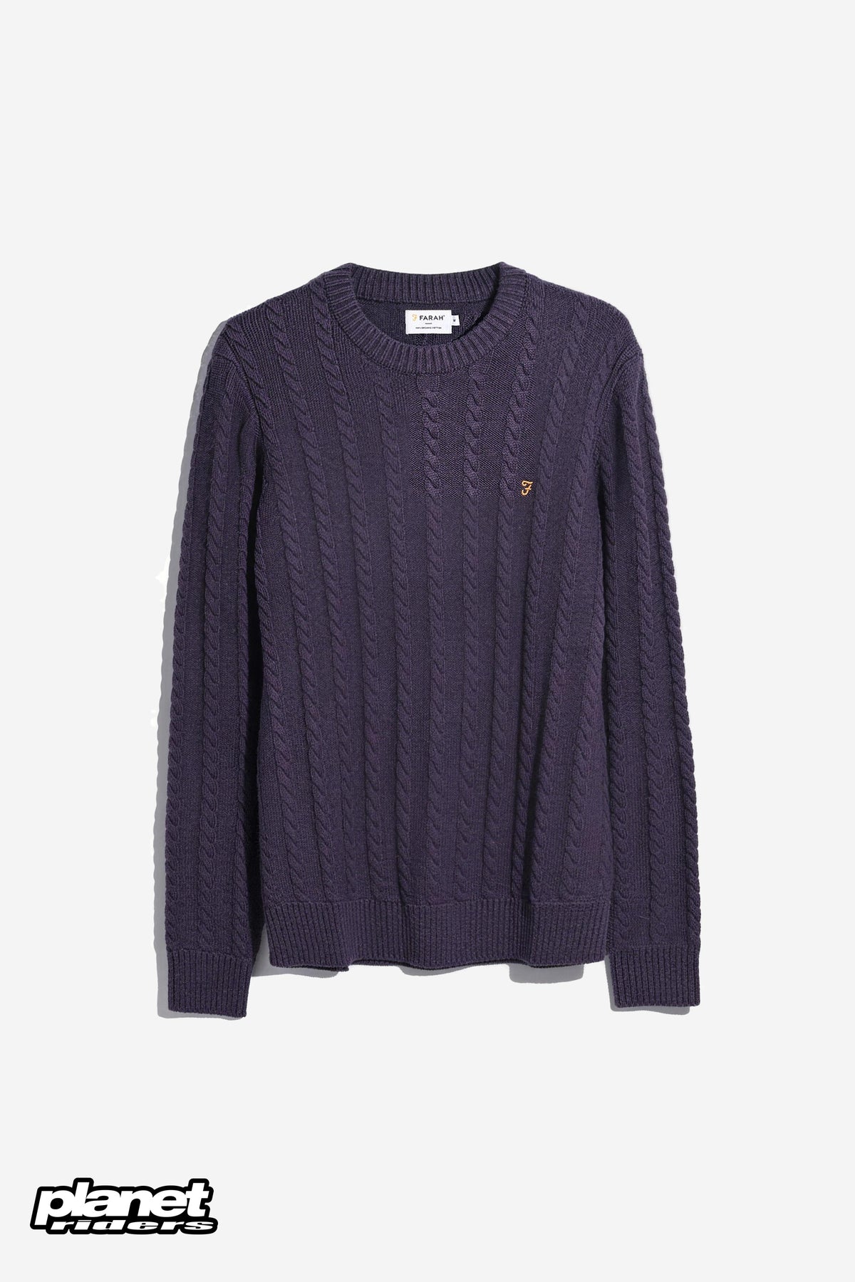 Knight Cable Knit Sweater Farah, Deep Purple Marl