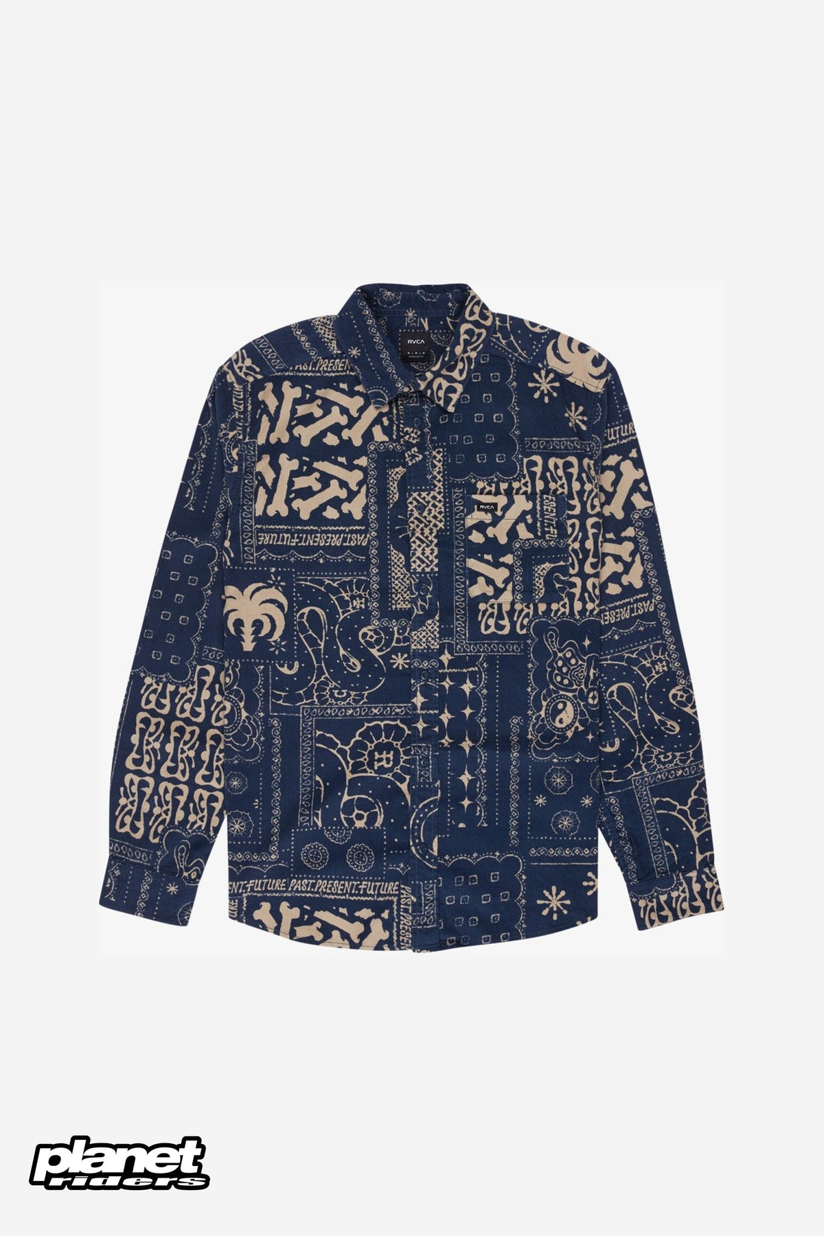 Dalas Patchwork Cord LS RVCA, Dark Denim