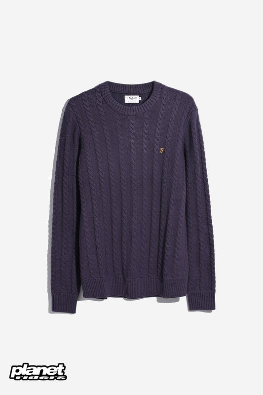 Knight Cable Knit Sweater Farah, Deep Purple Marl