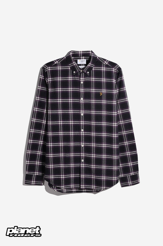 Brewer Check Oxford Shirt Farah, Deep Purple