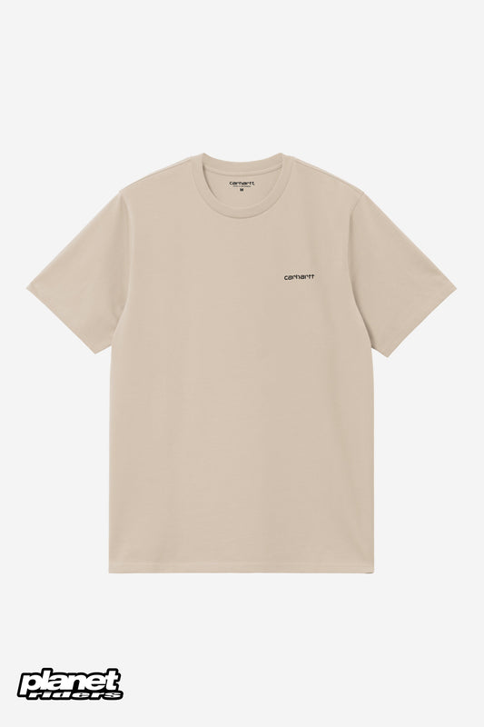 S/S Script Embroidery T-Shirt Carhartt WIP, Fleur De Sel / Black