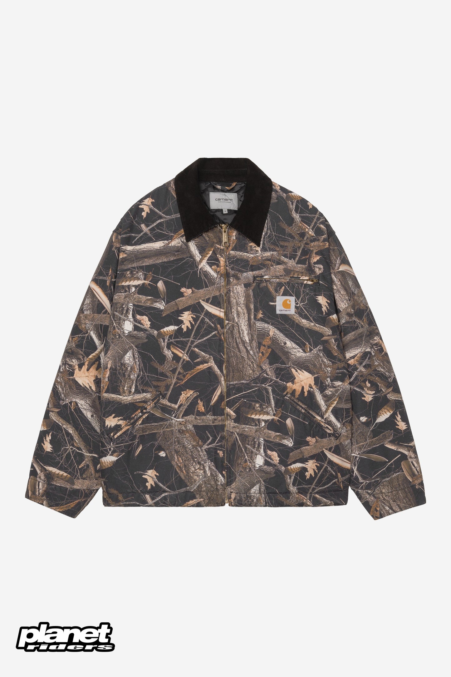 OG Detroit Jacket Carhartt WIP, Camo Feather Tree, Black / Black heavy stone wash