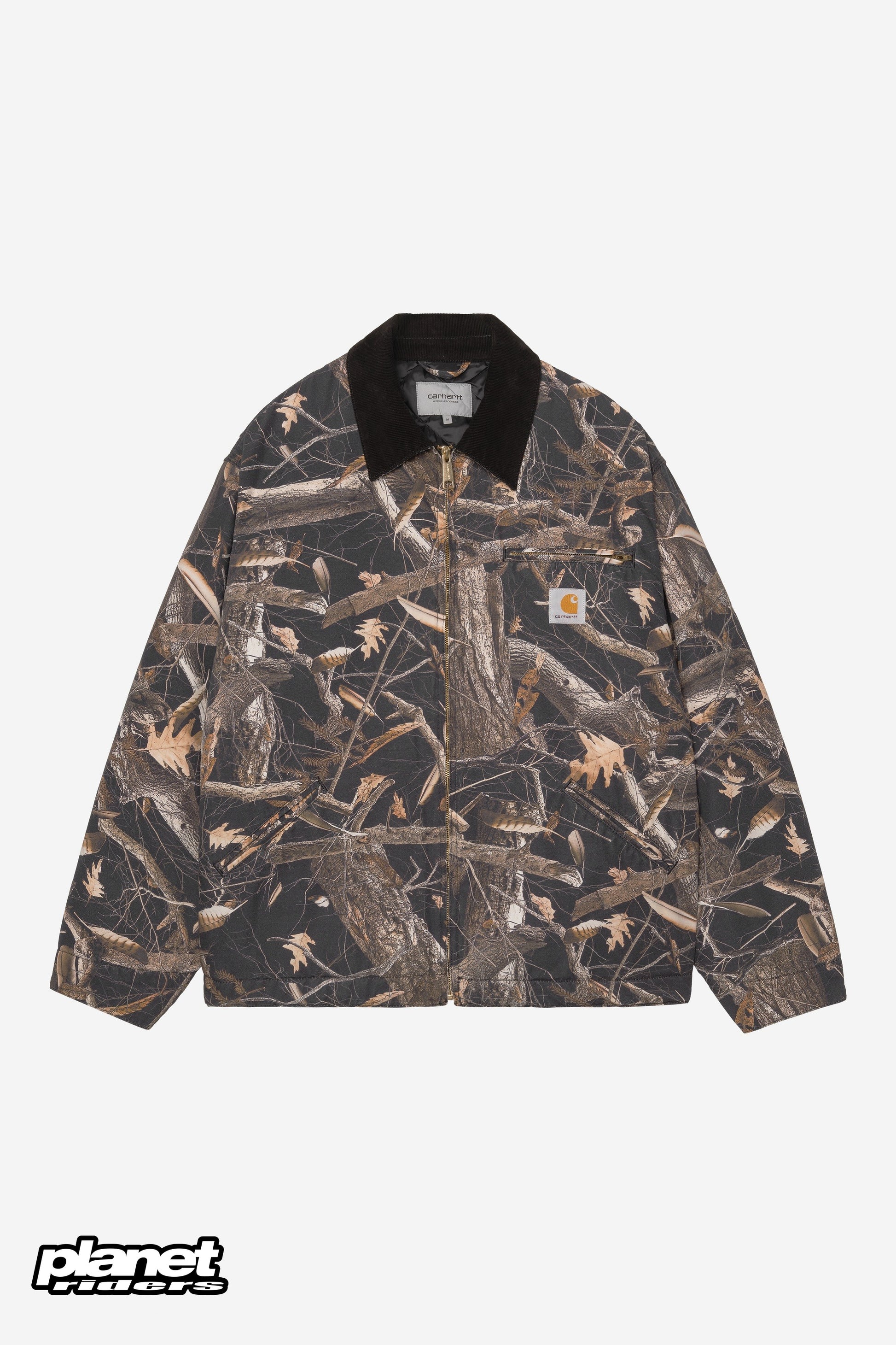OG Detroit Jacket Carhartt WIP, Camo Feather Tree, Black / Black heavy stone wash
