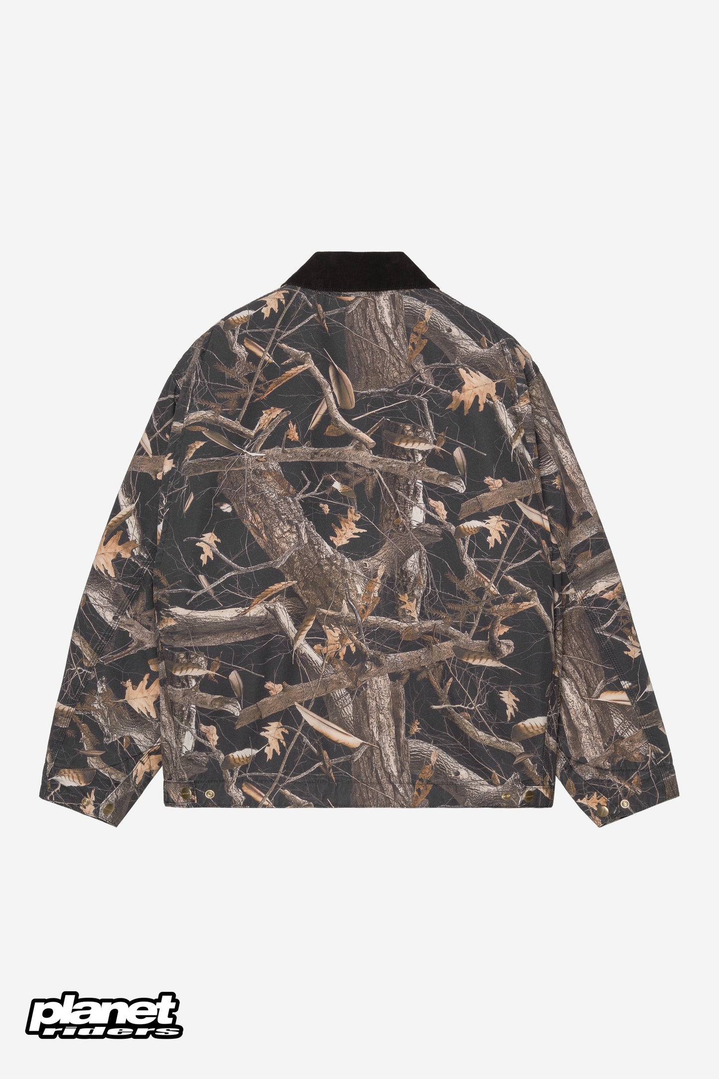 OG Detroit Jacket Carhartt WIP, Camo Feather Tree, Black / Black heavy stone wash