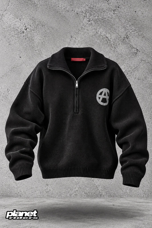 Anarchy Half Zip Sweater Acupuncture, Black
