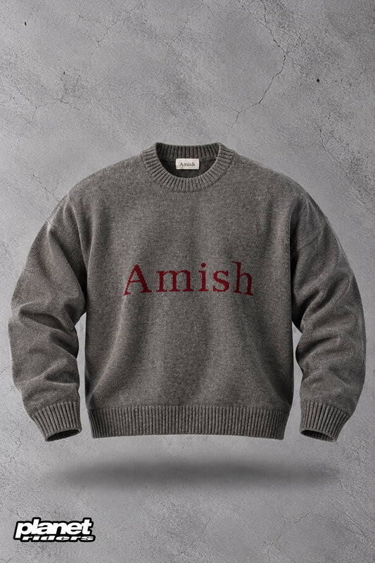 Logo Crew Neck Sweater Amish, Grey