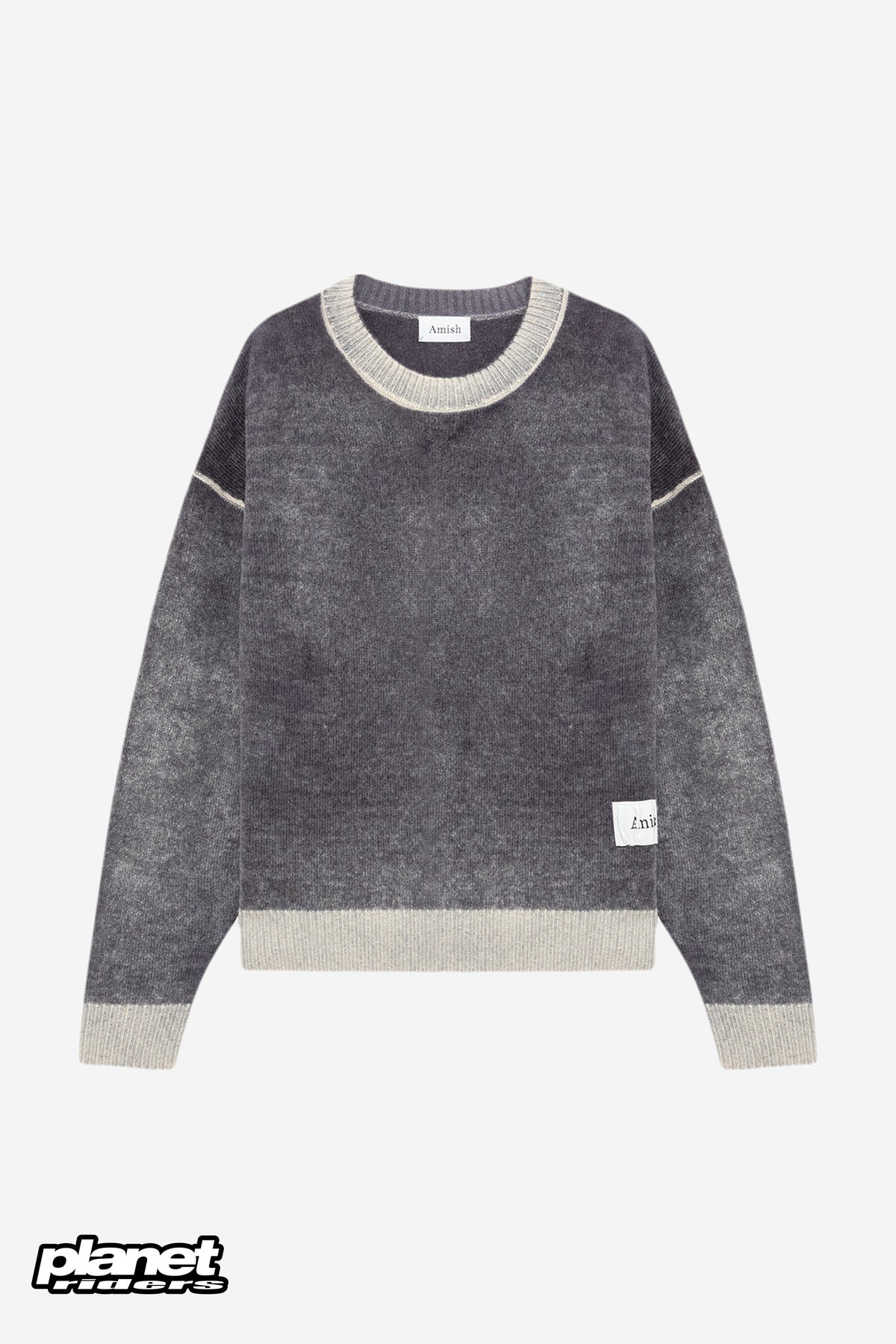 Wool Crew Neck Sweater Amish, Red / Grey