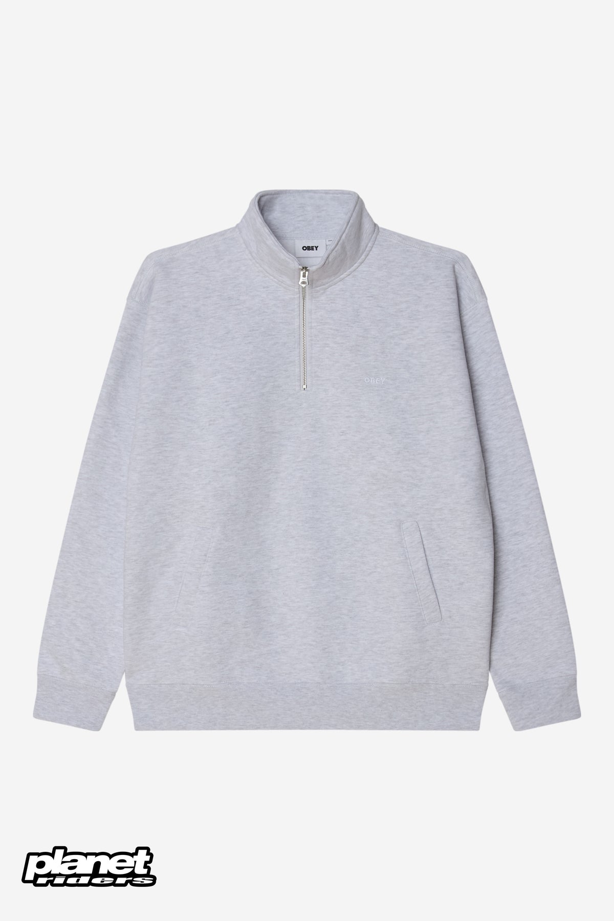 Est. Works Bold Mockneck Obey, Ash Grey / Black / Green Gables