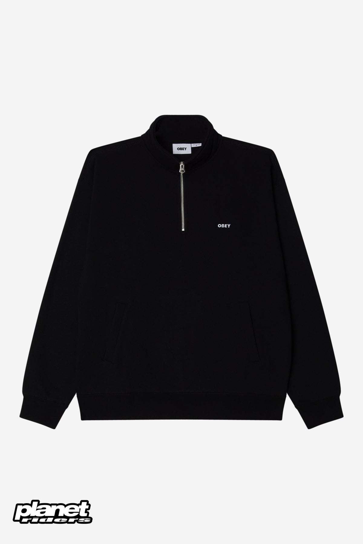 Est. Works Bold Mockneck Obey, Ash Grey / Black / Green Gables