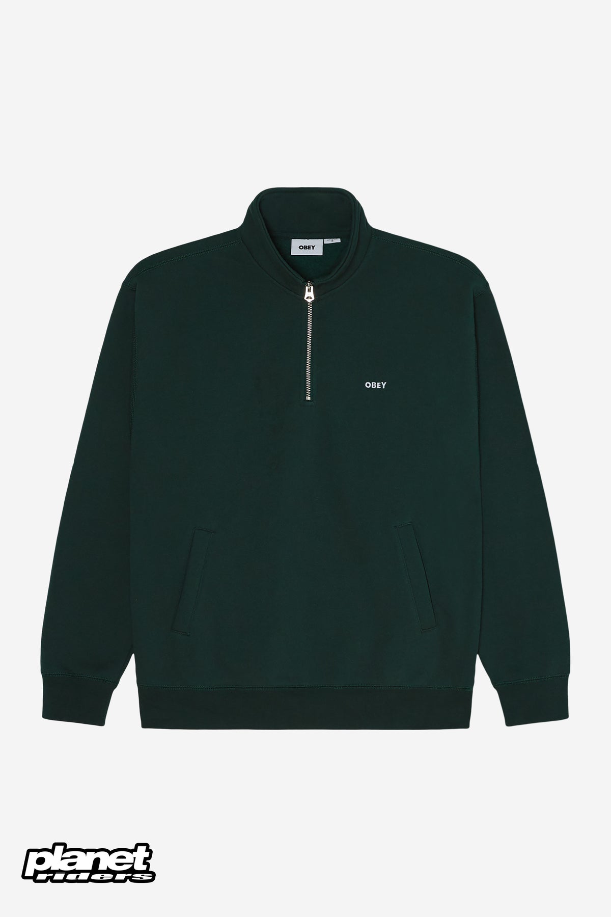 Est. Works Bold Mockneck Obey, Ash Grey / Black / Green Gables