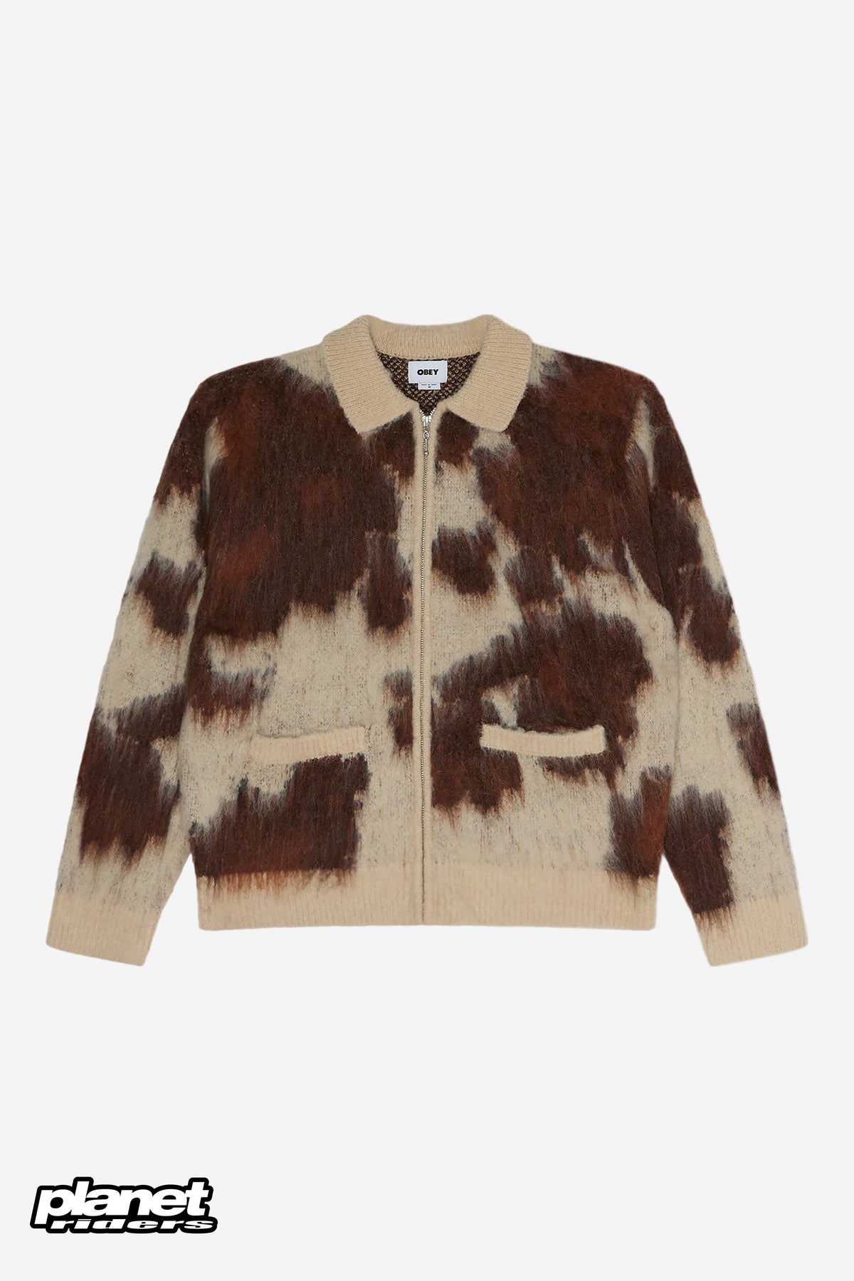 Cow Pattern Zip Sweater Obey, Cow Multi