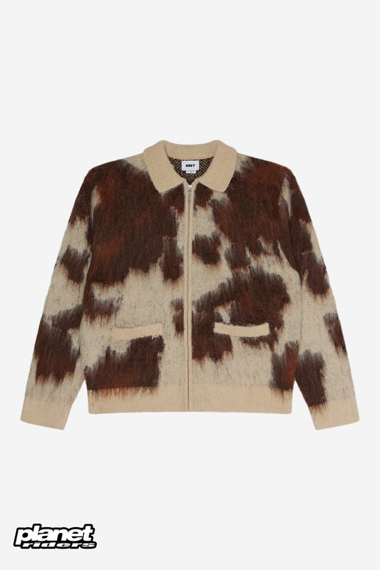 Cow Pattern Zip Sweater Obey, Cow Multi