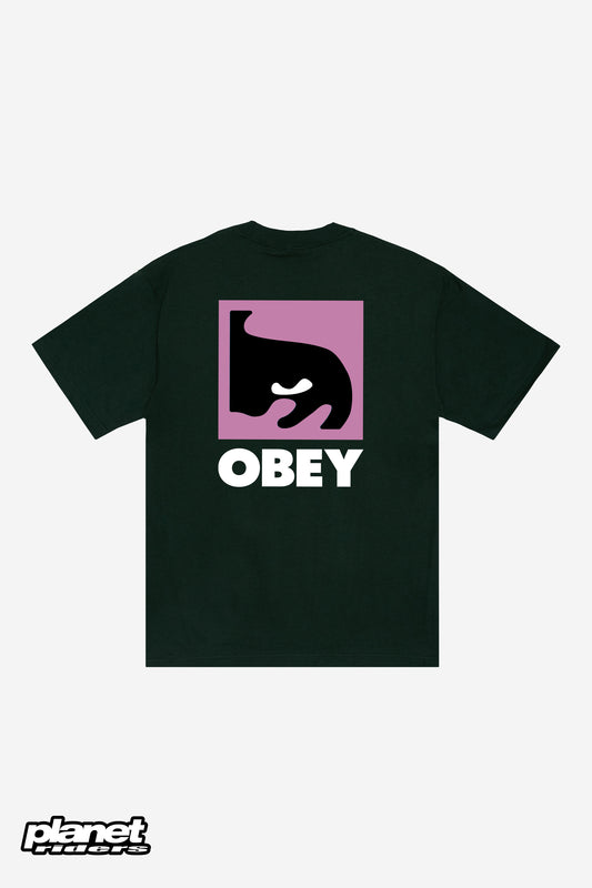 Quarter Eye Icon Heavyweight T-Shirt Obey, Forest Green / White