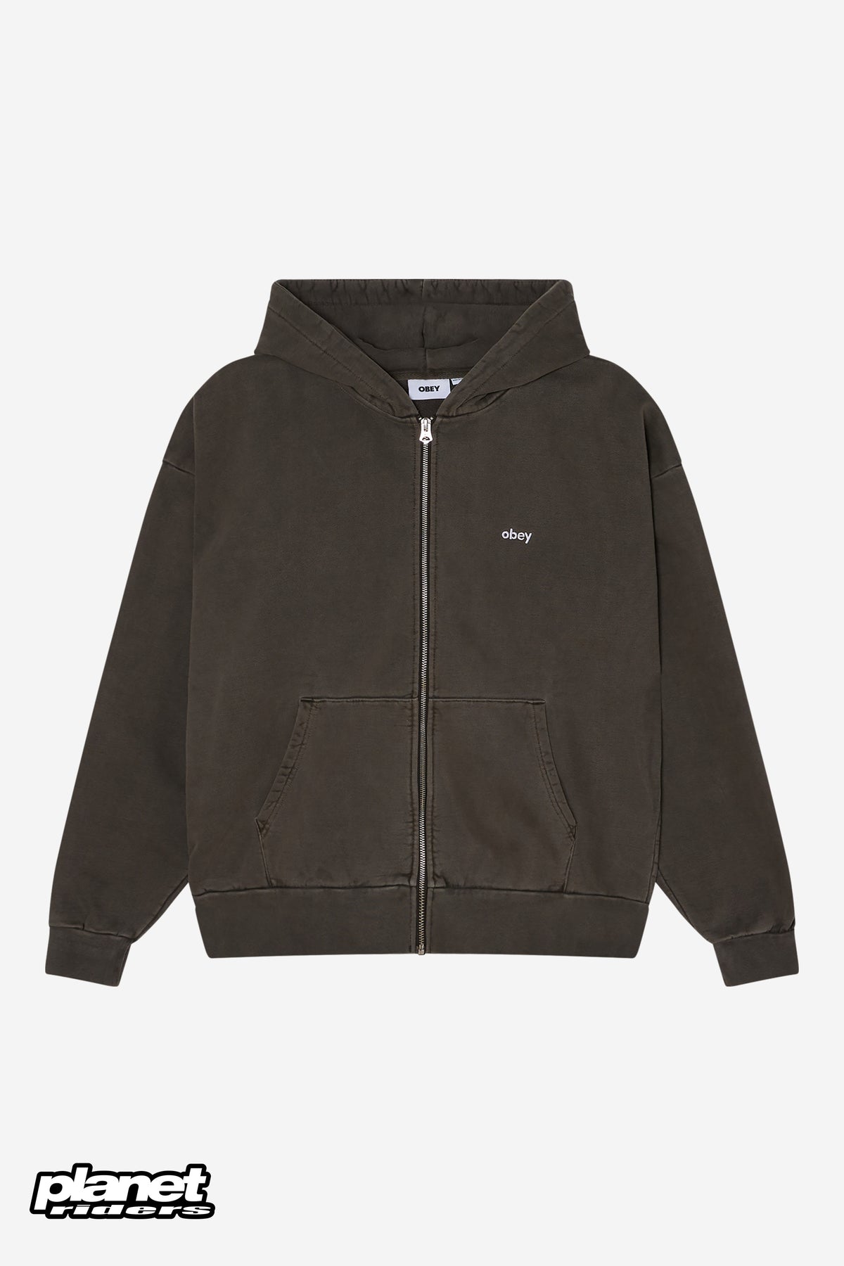 Lowercase Pigment Zip Hood Obey, Pigment Black Olive
