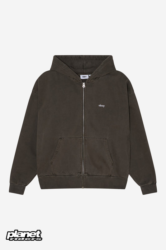 Lowercase Pigment Zip Hood Obey, Pigment Black Olive