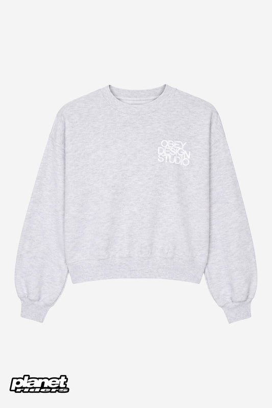 Design Studio Cropped Crewneck Obey, Ash Heather Grey